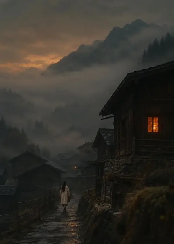 短剧《雾隐山村,她在等一个不回来的信》封面海报,悬疑题材 短剧《雾隐山村,她在等一个不回来的信》封面海报,悬疑题材